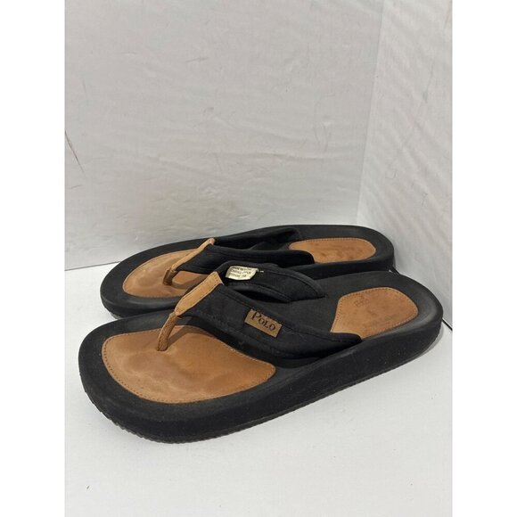 Polo Ralph Lauren mens Sandals Flip Flop Leather Size 8 thongs Summer - Picture 1 of 7